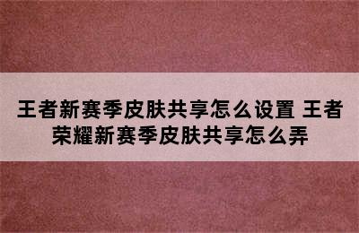 王者新赛季皮肤共享怎么设置 王者荣耀新赛季皮肤共享怎么弄